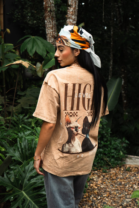 Stoned cats Oversized Acid wash Tee