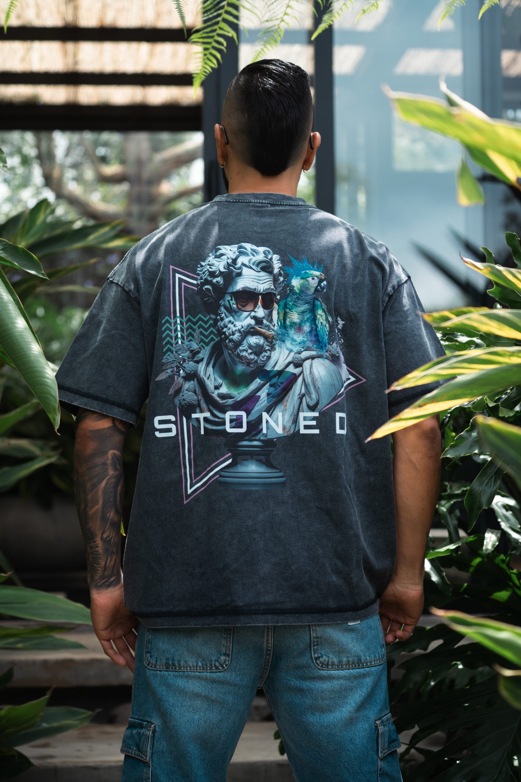 Stoned cesar Oversized Acid Wash Tee
