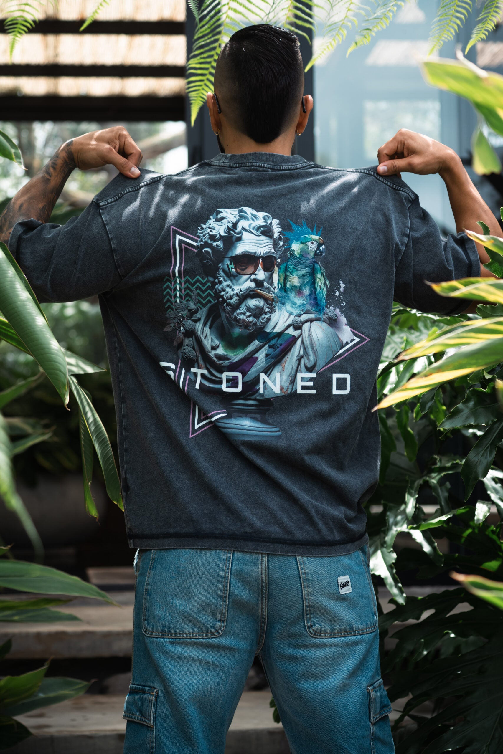 Stoned cesar Oversized Acid Wash Tee