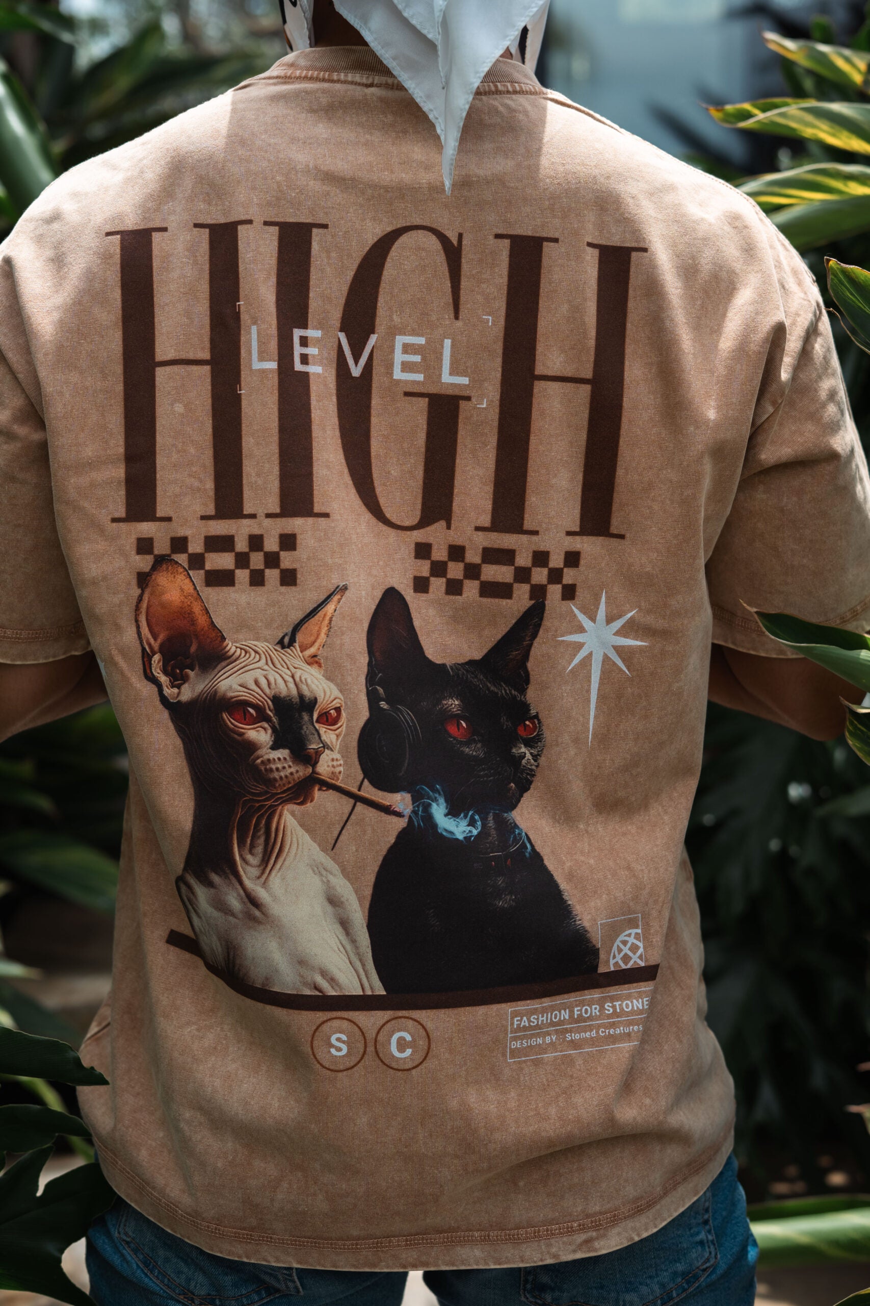 Stoned cats Oversized Acid wash Tee