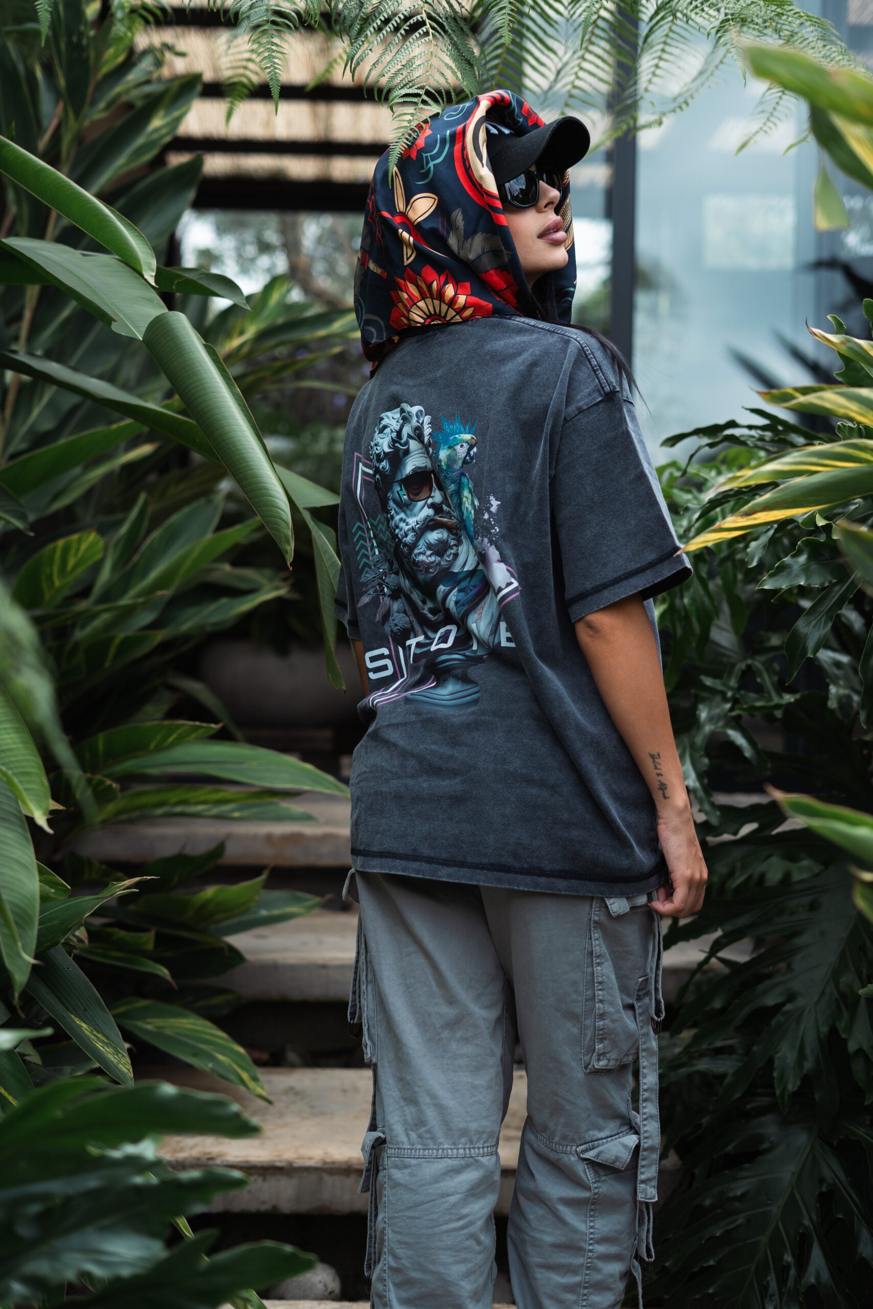 Stoned cesar Oversized Acid Wash Tee