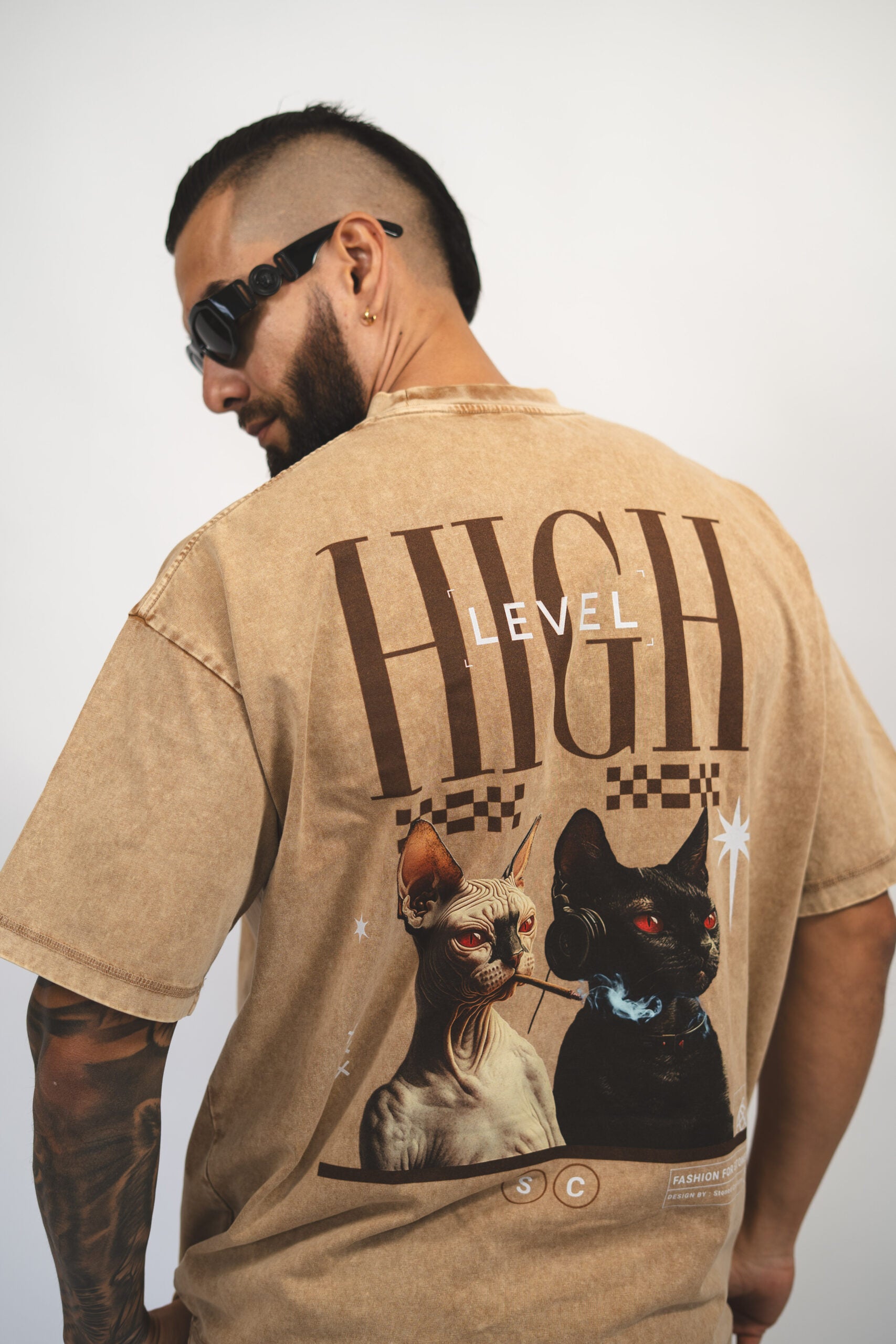 Stoned cats Oversized Acid wash Tee